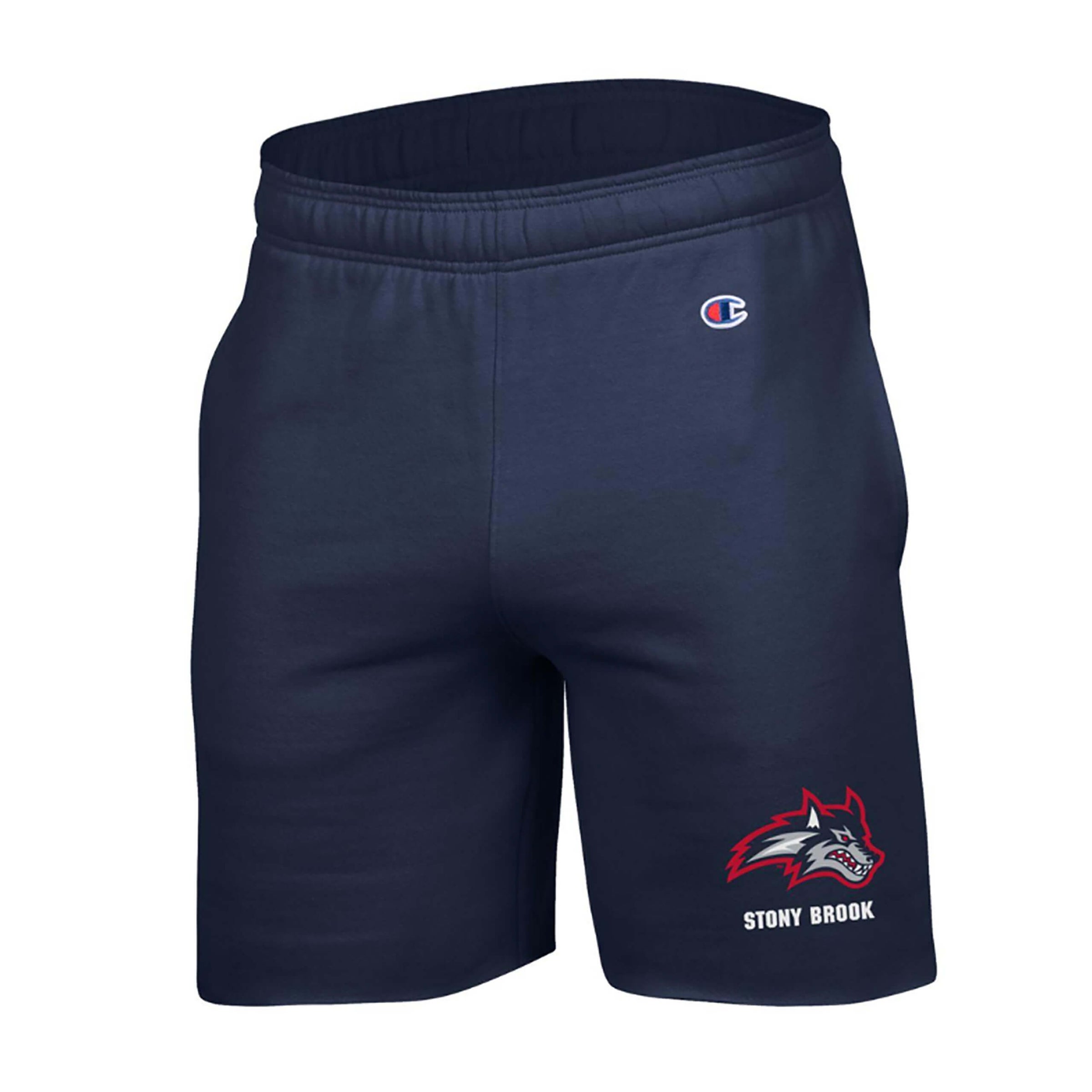 Champion Stony Brook Wolfie Powerblend Shorts Navy SBU Shop Red
