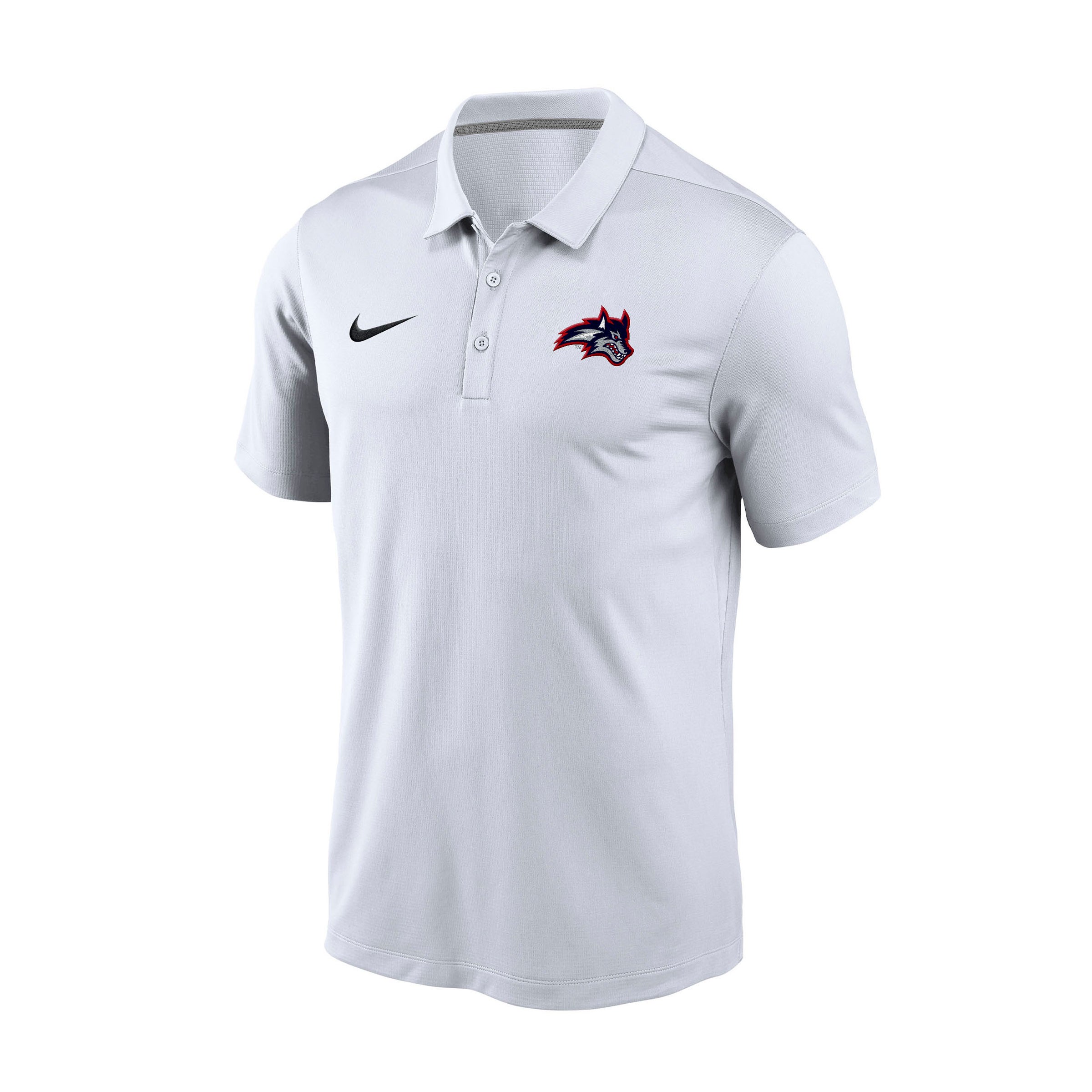 Stony Brook Wolfie Nike Varsity Polo White SBU Shop Red